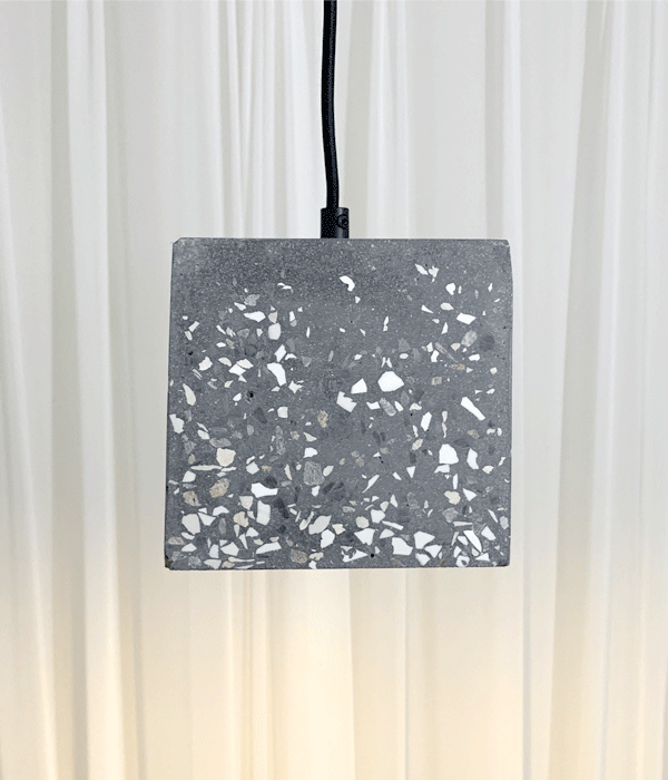 테라조 1등 펜던트조명 사각 (블랙/화이트)